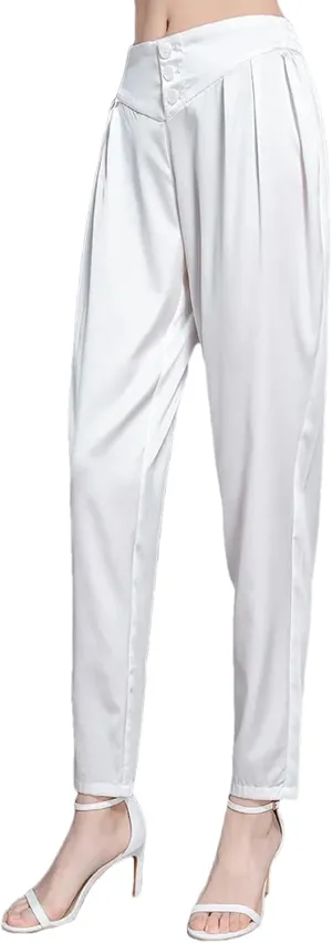 Womens Mulberry Silk Harem Pants Heavyweight Year-Round Casual Summer Loungewear