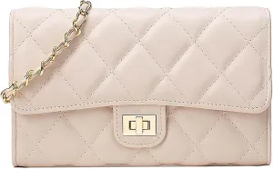Women's nude quilted cross-body bag, a compact and stylish handbag, and a women's mini shoulder bag for evening wear.