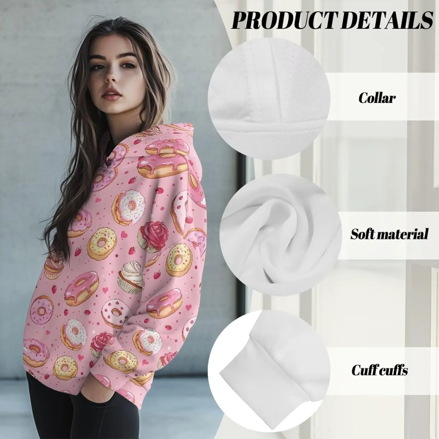 Womens Oversized Hoodies Sweatshirts Long Sleeve Hooded Pullover Fall/Winter Outfits Size S-2XL