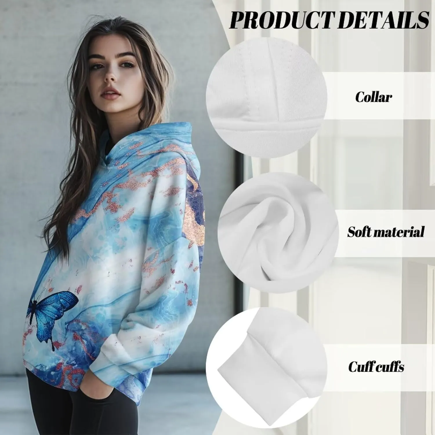 Womens Oversized Hoodies Sweatshirts Long Sleeve Hooded Pullover Fall/Winter Outfits Size S-2XL
