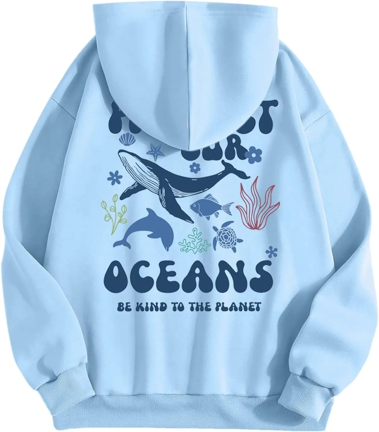 Womens Sweatshirt Graphic Oversized Hoodies Ocean Print Comort Long Sleeve Drawstring Pullover Surfing Hoodie