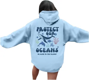 Womens Sweatshirt Graphic Oversized Hoodies Ocean Print Comort Long Sleeve Drawstring Pullover Surfing Hoodie