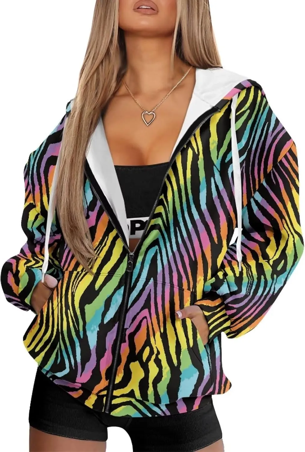 Womens Zipper Hoodie Casual Drawstring Hoodies Trendy Athletic Sweatshirt, Plus