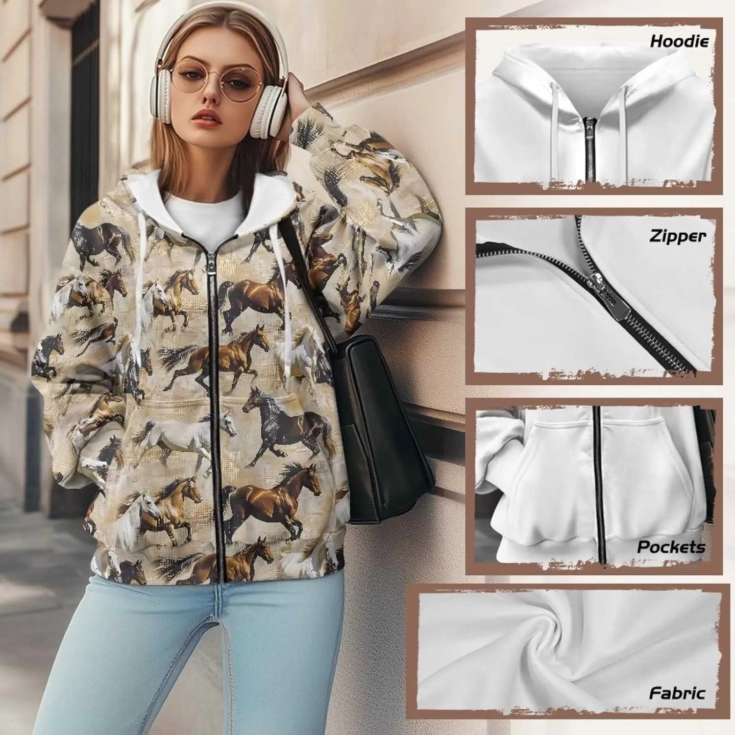 Womens Zipper Hoodie Casual Drawstring Hoodies Trendy Athletic Sweatshirt, Plus