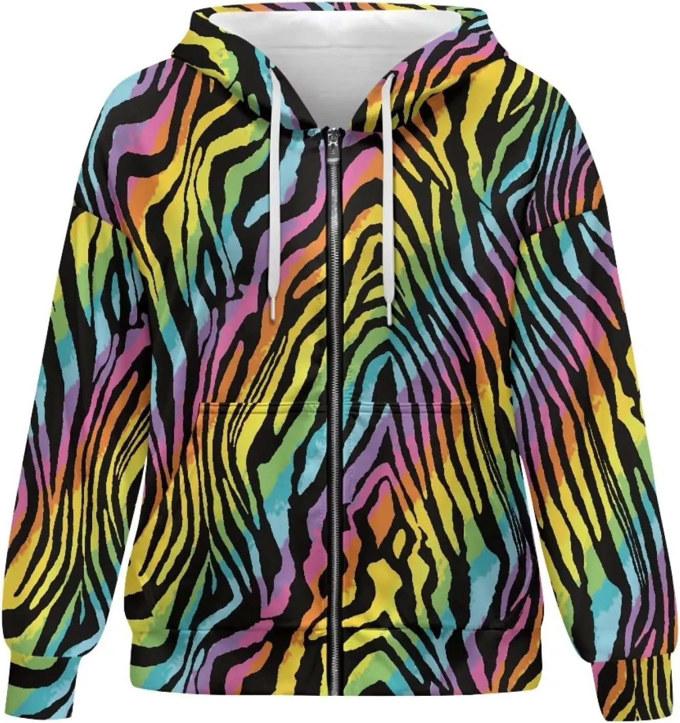 Womens Zipper Hoodie Casual Drawstring Hoodies Trendy Athletic Sweatshirt, Plus