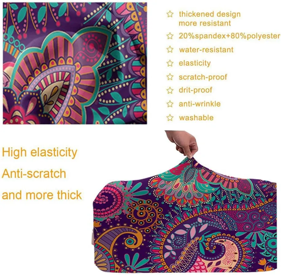 Wondertify Floral Luggage Cover Indonesia Paisley Stylized Flowers Washable Suitcase Protector Anti-Scratch Suitcase Cover Fits 22-24 Inch Colorful
