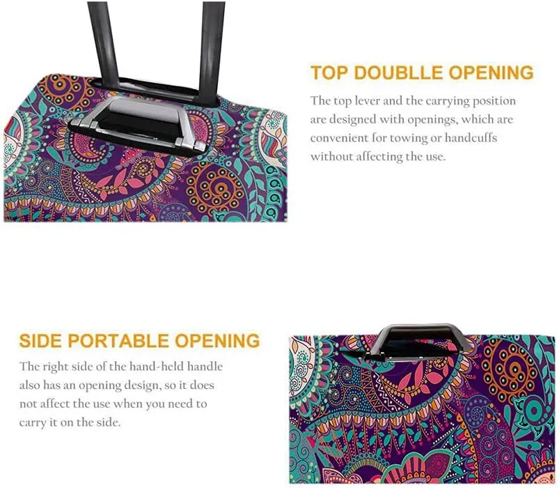 Wondertify Floral Luggage Cover Indonesia Paisley Stylized Flowers Washable Suitcase Protector Anti-Scratch Suitcase Cover Fits 22-24 Inch Colorful