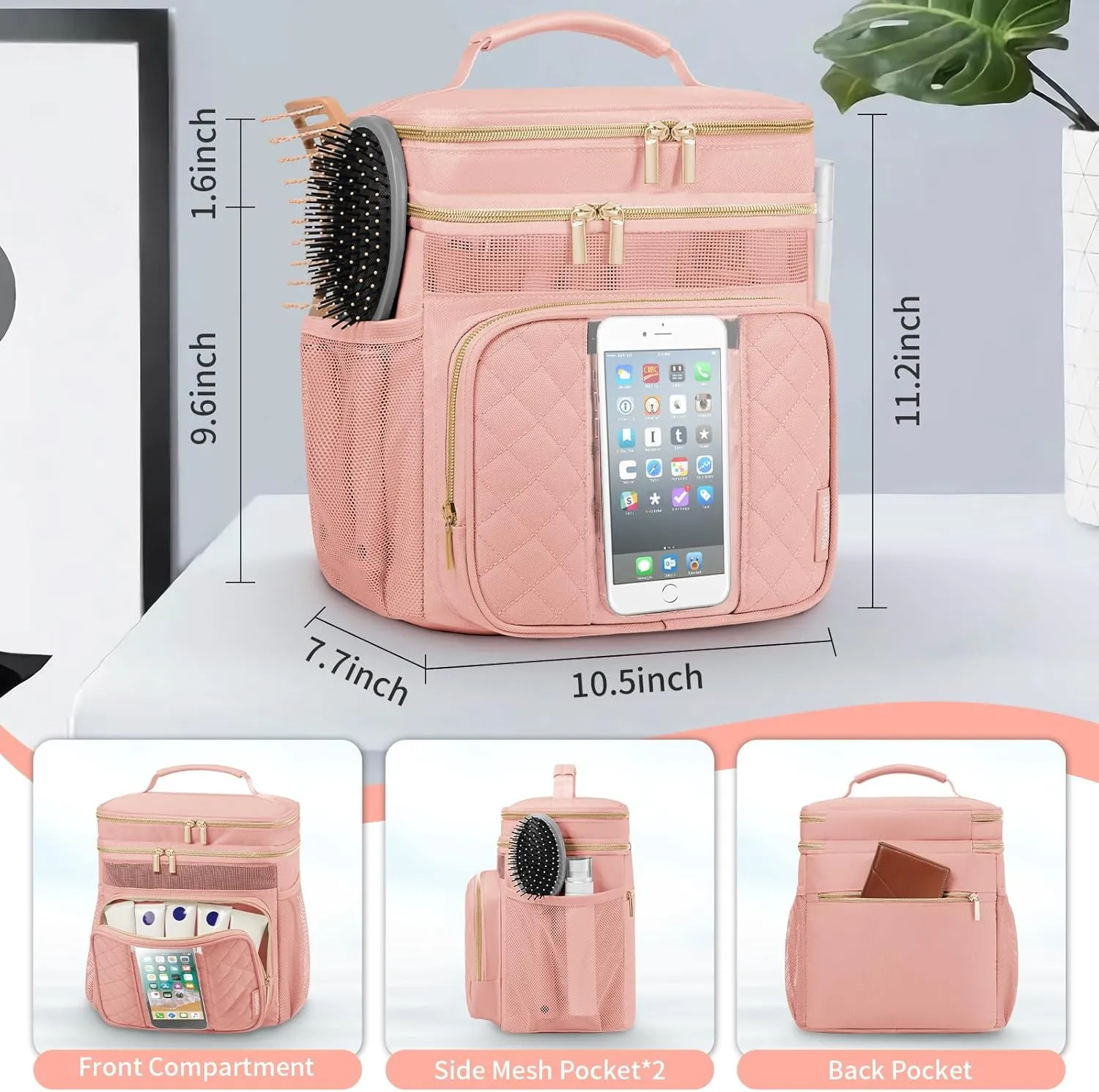 WOOMADA Toiletry Bag with Hanging Hook, Large Hanging Toiletry Bag for Women, Portable Shower Caddy for Travel, Breach, Gym, Camping(Pink)