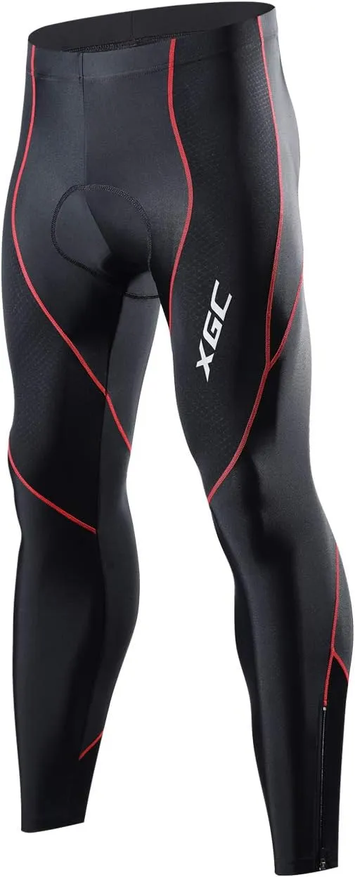 XGC Men's Long Cycling Pants Trousers Bike Pants Trousers Tights Legging with 4D Sponge Padded