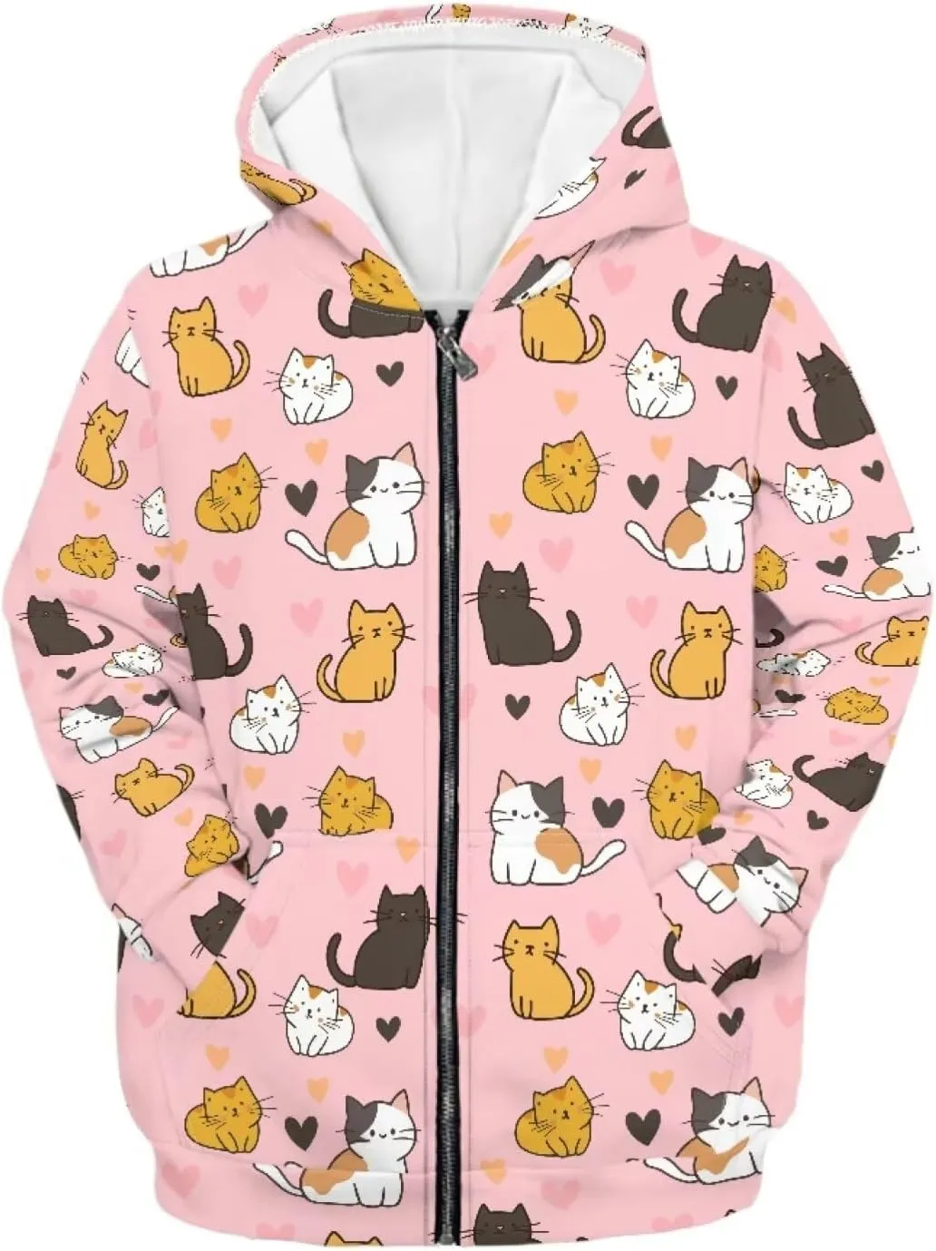 Yewattles Unisex Boys Girls Zip Up Hoodies Sweatshirts Long Sleeve Printed Top with Pockets Thin Coat for Age 6-16 Kids