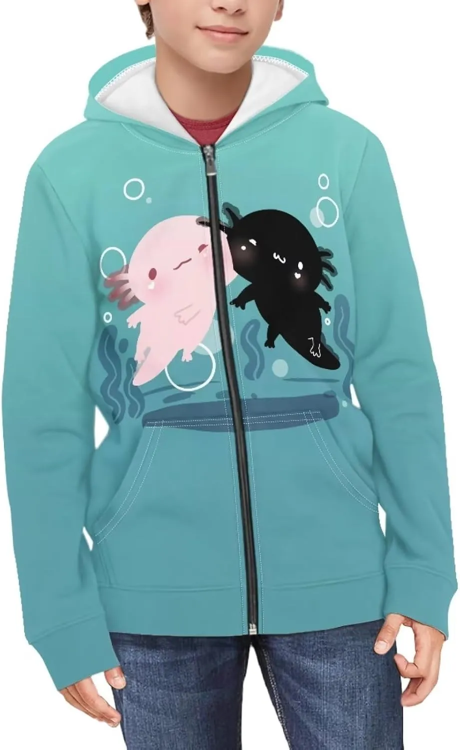 Yewattles Unisex Boys Girls Zip Up Hoodies Sweatshirts Long Sleeve Printed Top with Pockets Thin Coat for Age 6-16 Kids