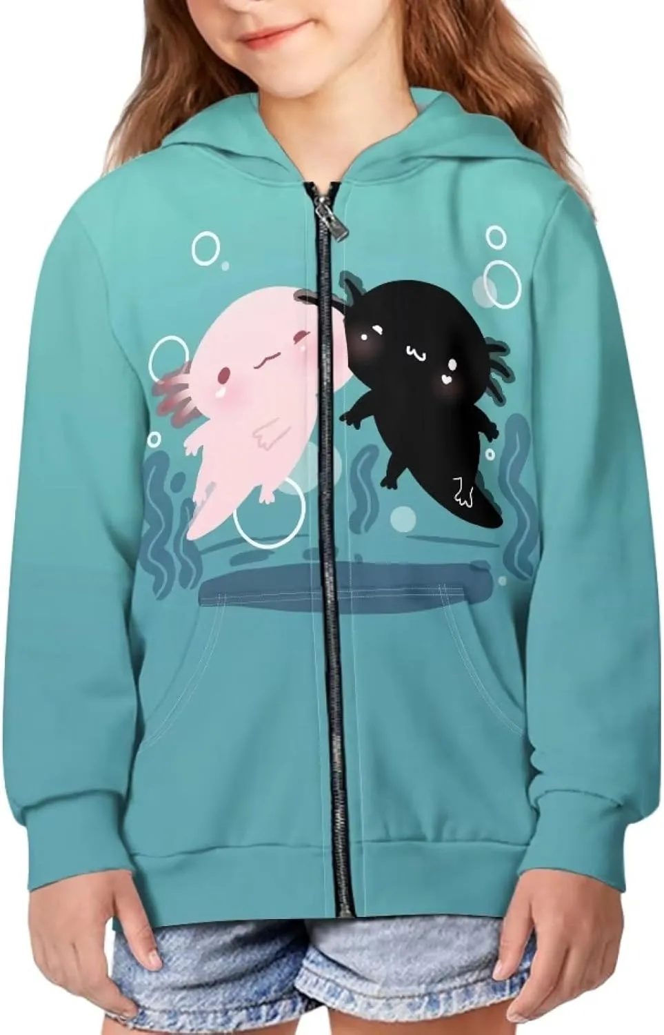 Yewattles Unisex Boys Girls Zip Up Hoodies Sweatshirts Long Sleeve Printed Top with Pockets Thin Coat for Age 6-16 Kids