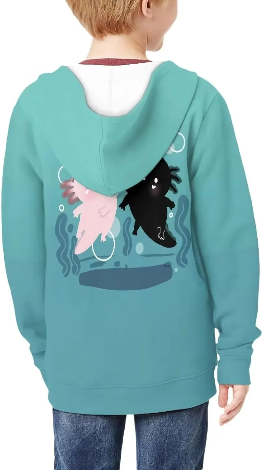 Yewattles Unisex Boys Girls Zip Up Hoodies Sweatshirts Long Sleeve Printed Top with Pockets Thin Coat for Age 6-16 Kids
