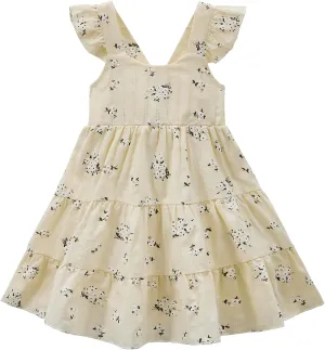 Zando Toddler Dress for Girls Ruffle Sleeveless Baby Girl Clothes Flower Summer Beach Sundress Baby Girl Dress 1-4T